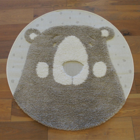 Tapis rond tête d'ours taupe - Diamètre 120cm - RICHIE