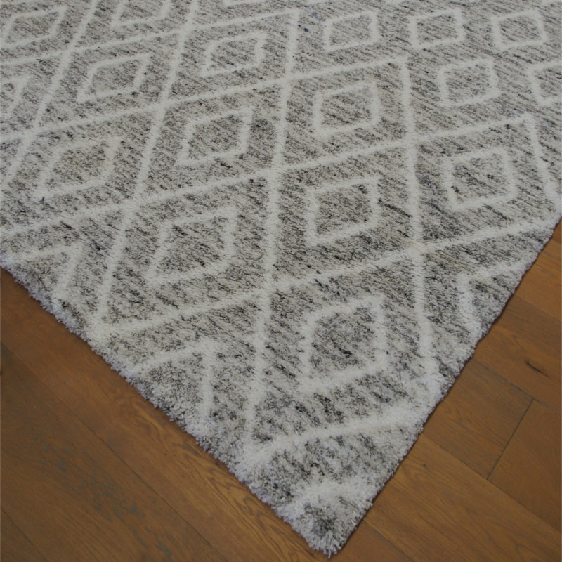Tapis shaggy à motif berbère losanges gris chiné - 200x290cm - SHERPA BALTA
