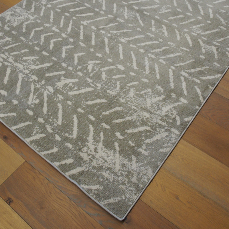 Tapis tout doux FLY gris à motif chevrons ethniques - 160x230cm