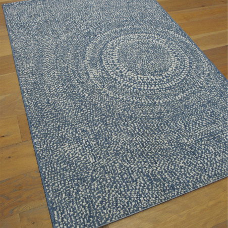 Tapis tissé en corde bleu et écru - 140x200cm - ESSENZA