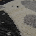 Tapis rond tête d'ours écru et noir - Diamètre 120cm - RICHIE