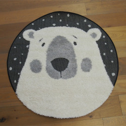 Tapis enfant rond "Tête d'ours écru et noir" - Richie BALTA Diam.120