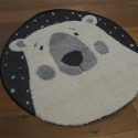 Tapis rond tête d'ours écru et noir - Diamètre 120cm - RICHIE