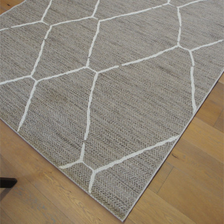 Tapis cordes tressées à motif berbère écru et taupe - 200x290cm - INDY