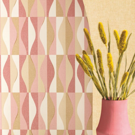 Papier peint Ondulation orange, rose, blanc - MOOVE - Caselio - MVE101382802