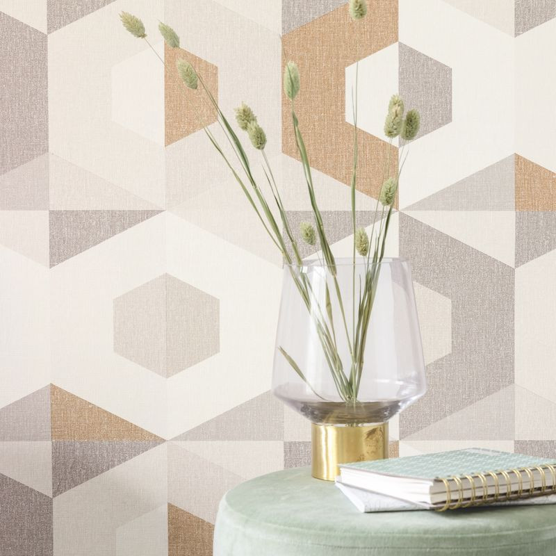 Papier peint Pop beige taupe doré blanc - MOOVE - Caselio - MVE101371919