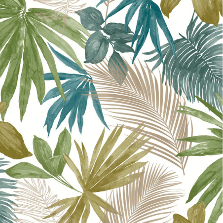 Papier peint Wild Palm bleu vert et doré - JUNGLE FEVER - Grandeco Life - JF3602