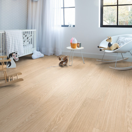 Lame PVC clipsable "Chêne rosé pur PUCL40097" - Livyn Pulse Click QUICK STEP (résistant)