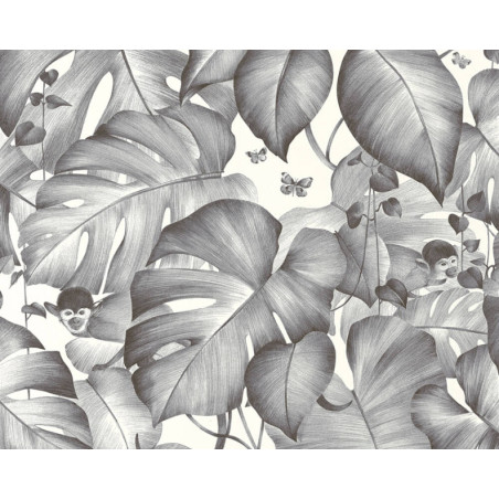 Papier peint Jungle noir et blanc 366252 - Colibri - AS CREATION