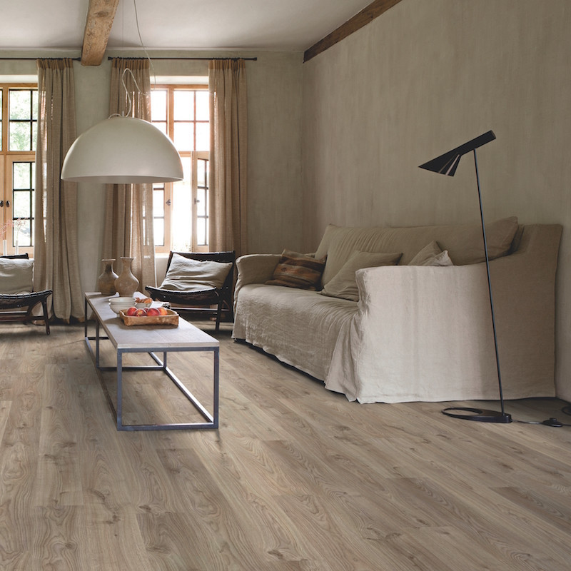 Lame PVC clipsable "Chêne cottage gris brun BACL40026" - Livyn Balance Click QUICK STEP (résistant)