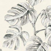 Papier peint Jungle feuilles de bananier noir gris et blanc -greenery- AS CREATION