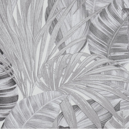 Papier peint jungle palmes gris noir blanc  - Greenery - AS CREATION
