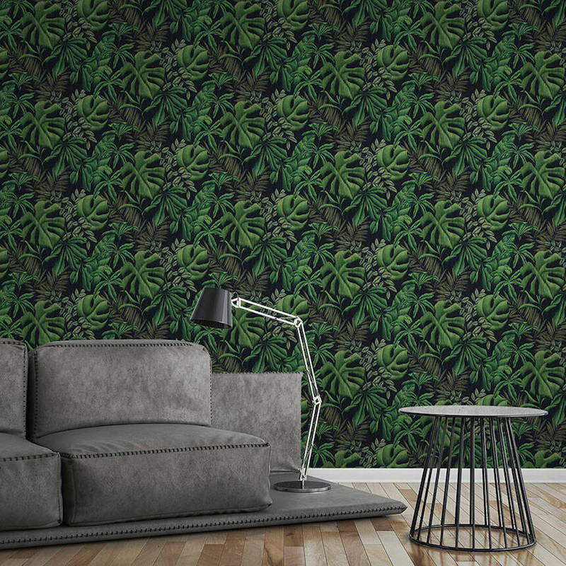 Papier peint Jungle Night Bananier noir et vert - GREENERY - AS Creation - 370331 