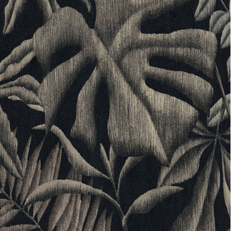 Papier peint Jungle night bananier noir gris 370332 - Greenery - AS CREATION