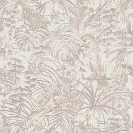 Papier peint Jungle perroquets blanc beige crème 372102- Greenery - AS CREATION