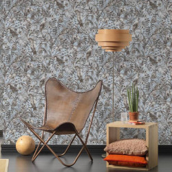 Papier peint Jungle Perroquets bleu et gris - GREENERY - AS Creation - 372103 