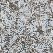 Papier peint Jungle perroquets blanc bleu gris 372103- Greenery - AS CREATION