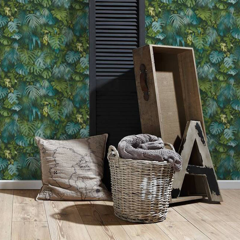 Papier peint Jungle Amazonia vert et bleu - GREENERY - AS Creation - 372803 
