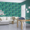 Papier peint intissé Barbara Home Collection feuillage bleu vert - Rasch