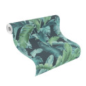 Papier peint intissé Barbara Home Collection feuillage bleu vert - Rasch