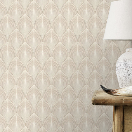 Papier peint Come Art Déco lin doré - YUCATAN - Rasch - 535815