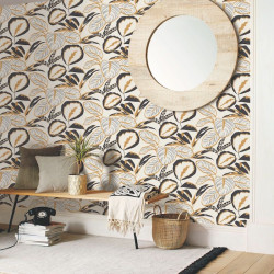 Papier peint Exotic Leaves or et noir - MOONLIGHT - Caselio - MLG101082093