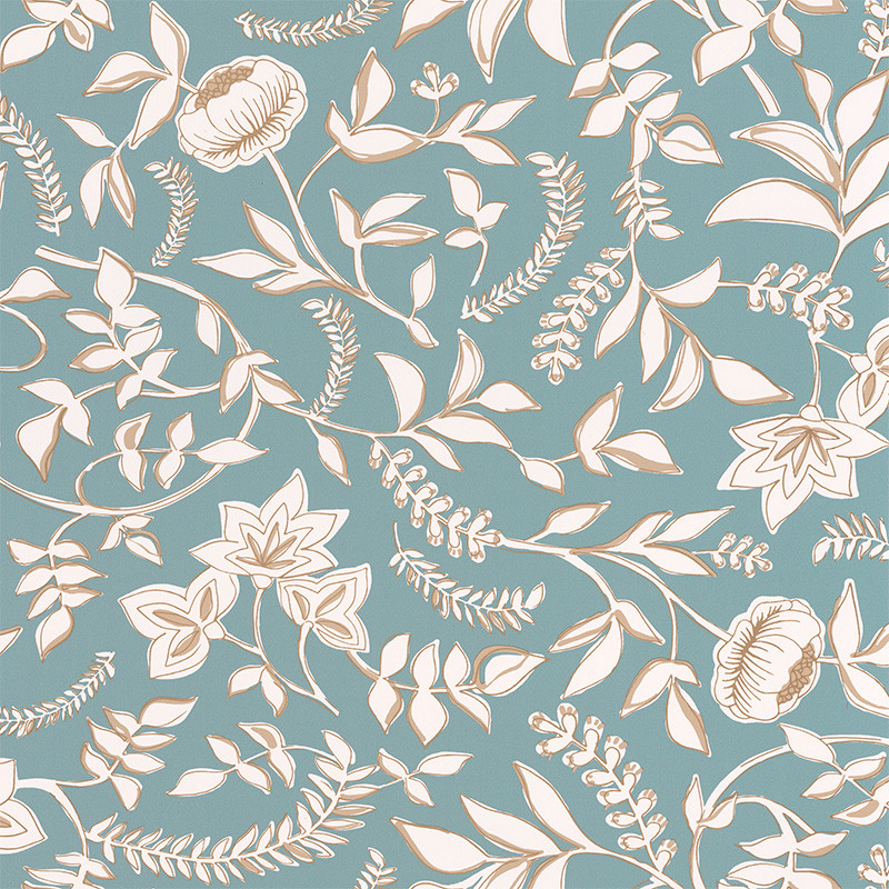 Papier peint Honour bleu indien beige doré - MYSTERY - Caselio MYY101586007