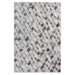 Tapis imitation peau de bête - Cubes 3D blanc et marron - Bonanza 524