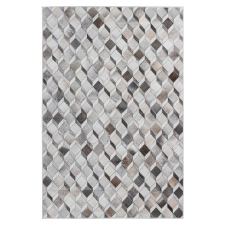 Tapis imitation peau de bête - Cubes 3D blanc et marron - Bonanza 524