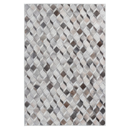 Tapis imitation peau de bêté - Cubes 3D blanc et marron - Bonanza 524