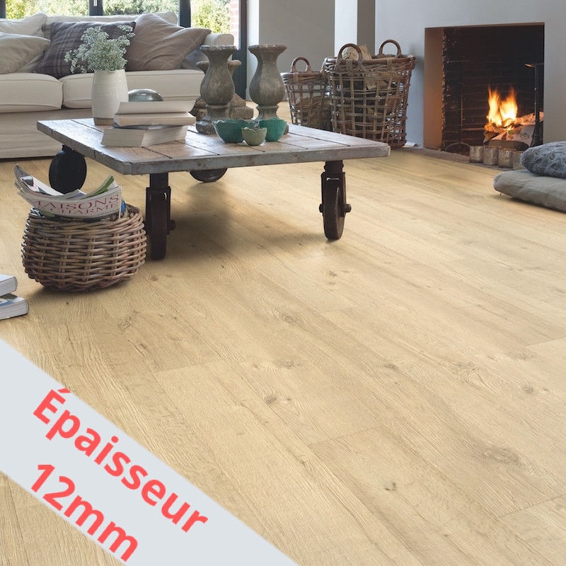 Sol Stratifié "Chêne sablé naturel monolames IMU1853" - Impressive Ultra QUICK STEP (très résistant)