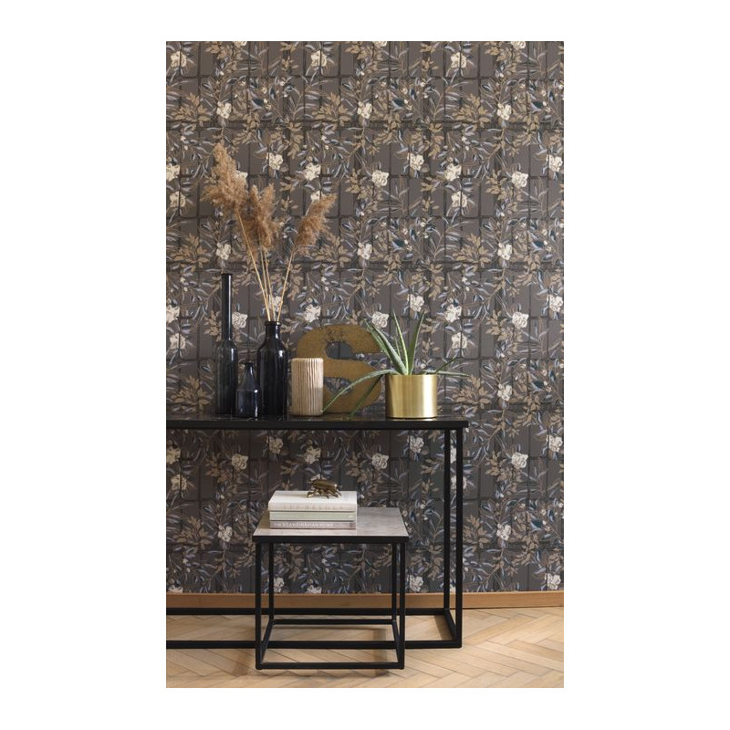 Papier peint Camelia marron -JARDINS SUSPENDUS- Casadeco JDSP85239262