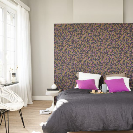 Papier peint Tamaris marron fuchsia - JARDINS SUSPENDUS - Casadeco - JDSP85242565