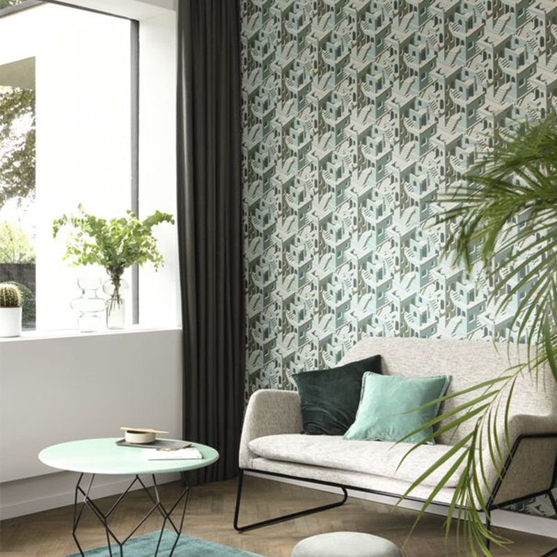 Papier peint Illusion Vert Bleu - UTOPIA - Casadeco - UTOP85117258
