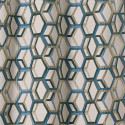Rideau à œillets - motif géométrique bleu et beige - ALANIS - Linder