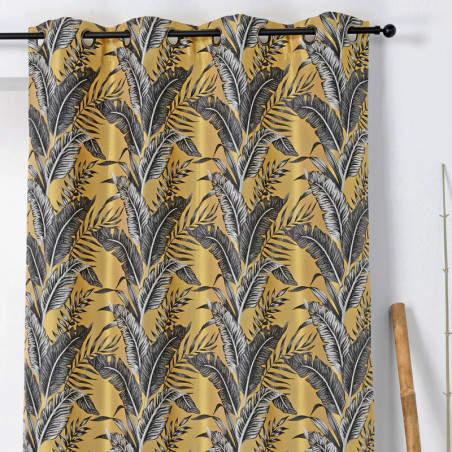 Rideau à œillets Sumatra jaune et gris - Linder - 1906-30