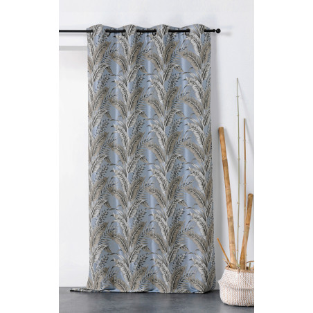 Rideau à œillets - motif exotique gris bleuté - SUMATRA - Linder