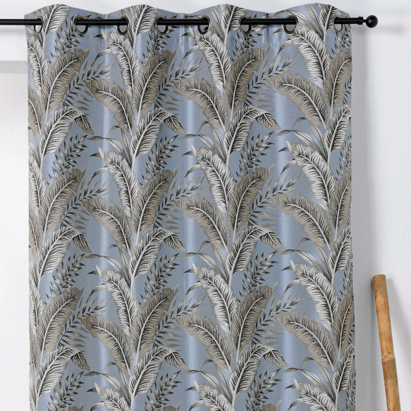 Rideau à œillets - motif exotique gris bleuté - SUMATRA - Linder