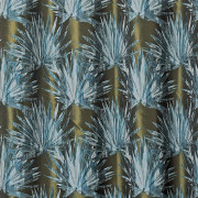 Rideau à œillets - motif palmes bleu et kaki - BALI - Linder