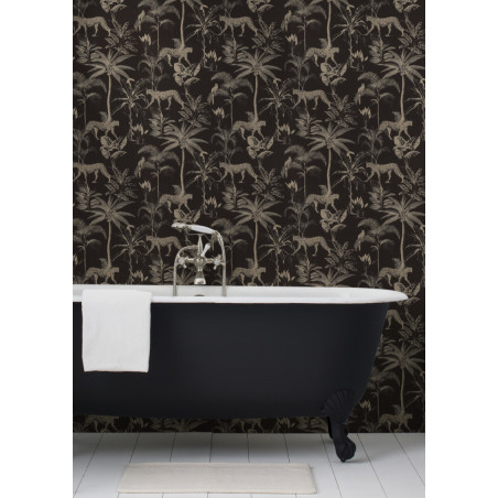Papier peint 409031 SAVANE motif jungle noir et doré - Rasch Papier peint 409031 SAVANE motif jungle noir et doré - Rasch