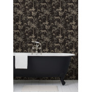 Papier peint 409031 SAVANE motif jungle noir et doré - Rasch