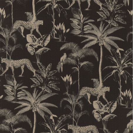 Papier peint 409031 SAVANE motif jungle noir et doré - Rasch