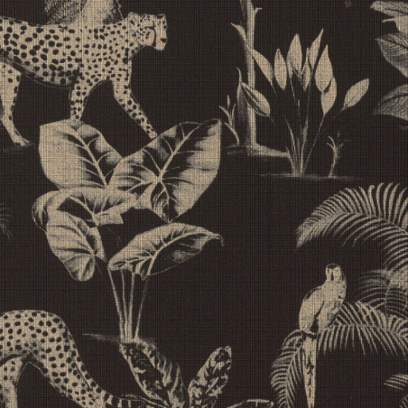 Papier peint 409031 SAVANE motif jungle noir et doré - Rasch Papier peint 409031 SAVANE motif jungle noir et doré - Rasch