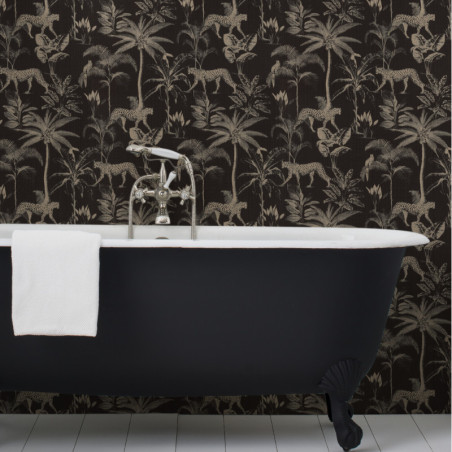 Papier peint 409031 SAVANE motif jungle noir et doré - Rasch Papier peint 409031 SAVANE motif jungle noir et doré - Rasch