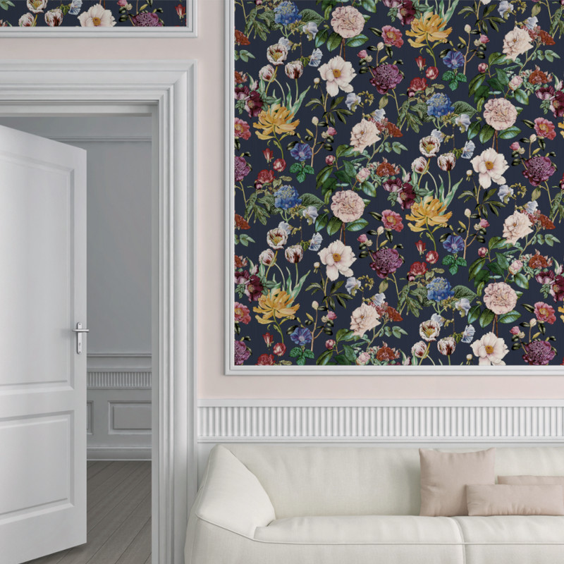 Papier peint Pivoine bleu marine - TRENDWALL - AS Creation - 37336-4