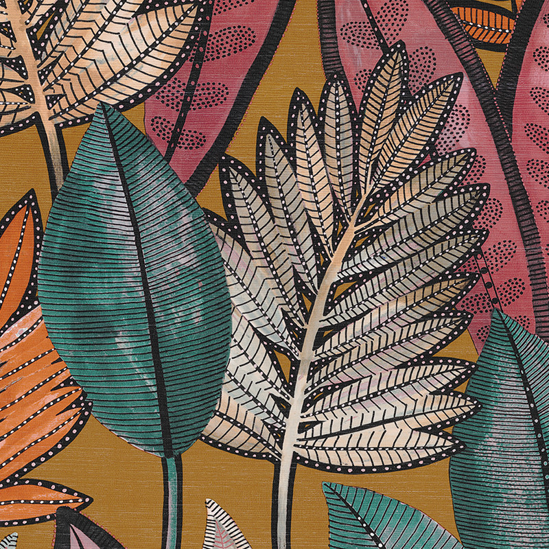 Papier peint vinyle sur intissé SABAL safran- Collection MANILLE - CASAMANCE