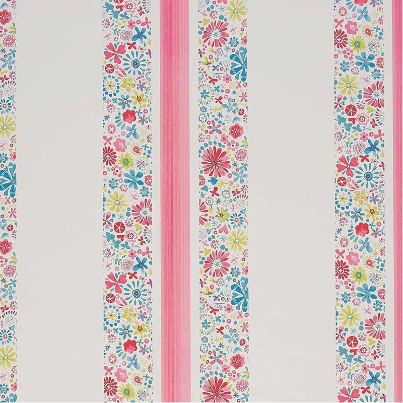 Papier Peint LIBERTY turquoise et rose - Abracadabra - Camengo