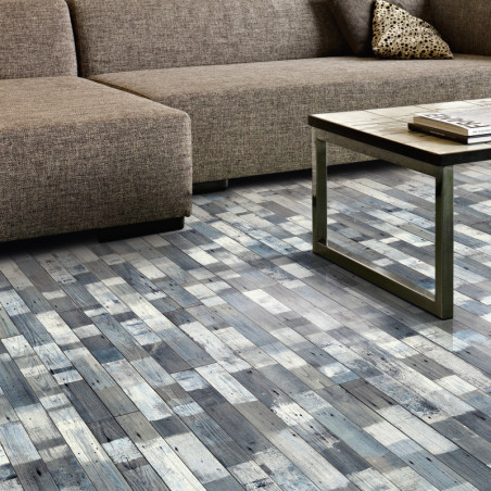 Sol PVC - Brera 572 lames vintage bleu - Bingo Rustic Wood IVC - rouleau 3M