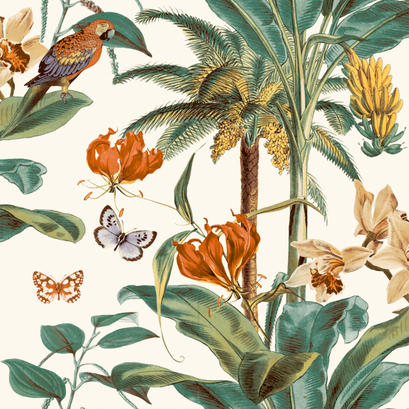 Papier peint Tropical Palm jaune - JUNGLE FEVER - Grandeco Life - JF2002 
