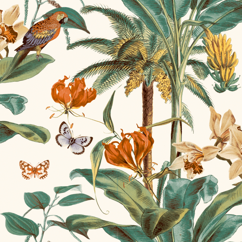 Papier peint à motif TROPICAL PALM jaune JF2002 - JUNGLE FEVER - Grandeco